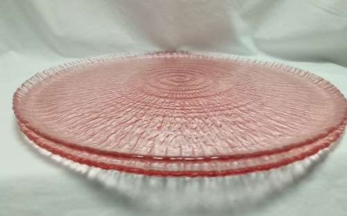 Two Pink glass platters