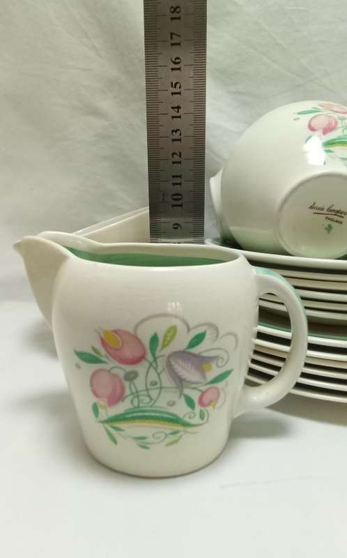 Susie Cooper Green Dresden Spray Tea Set