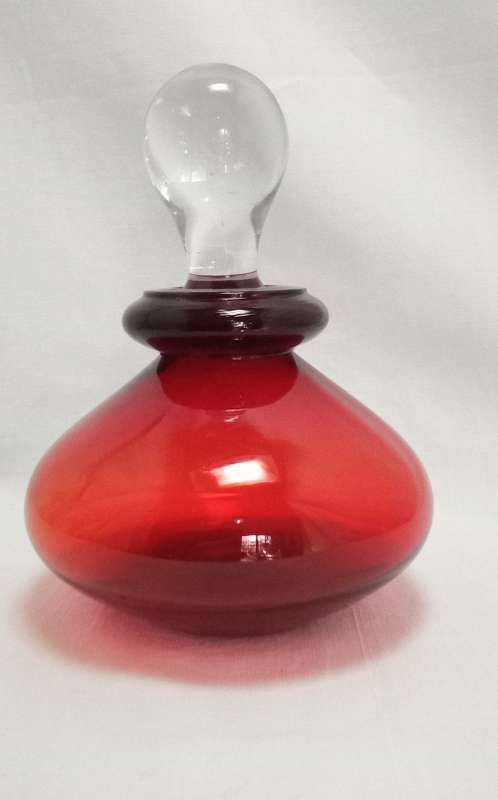 Lovely red glass bottle with stopper