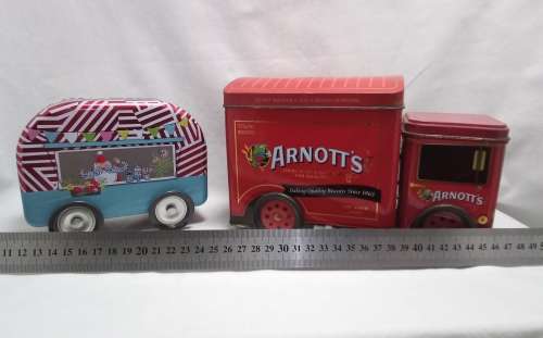 Collectable Arnott`s truck and caravan tin