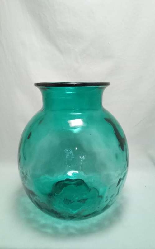 Gorgeous large turquoise recycled glass vase