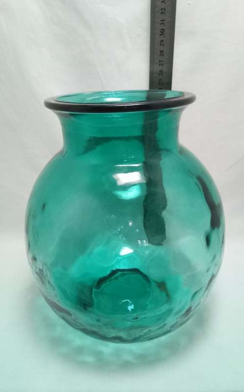 Gorgeous large turquoise recycled glass vase