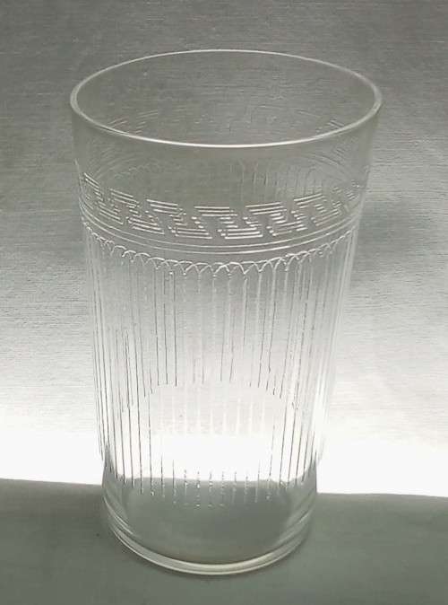 Four Vintage small etched glasses