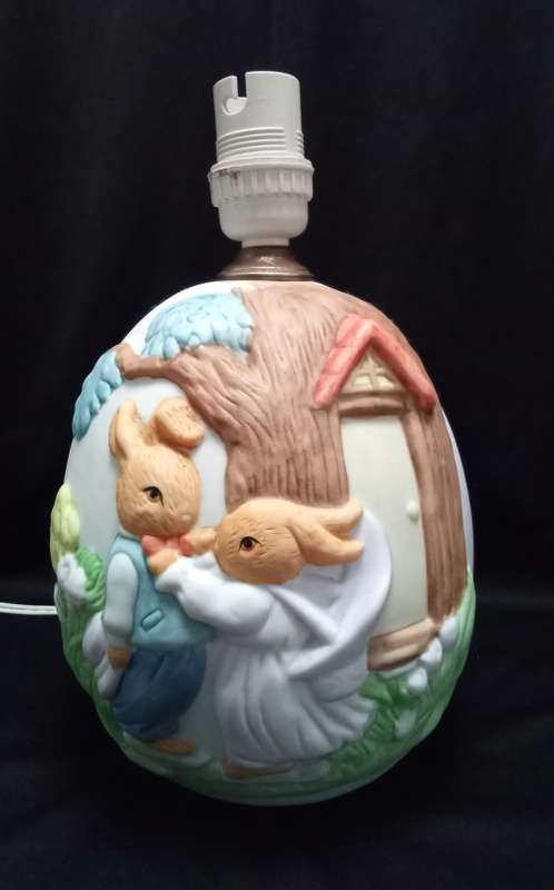 Vintage Bisque porcelain bunny lamp base
