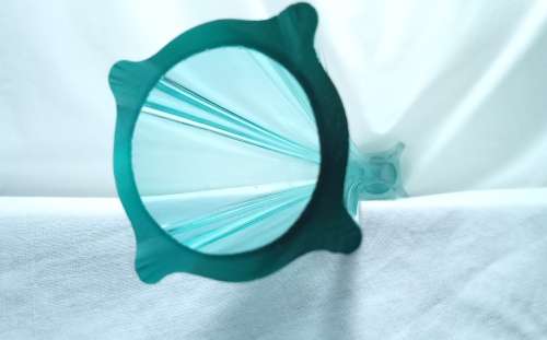 Vintage tall thin JM Studio turquoise glass art vase  - 50cm