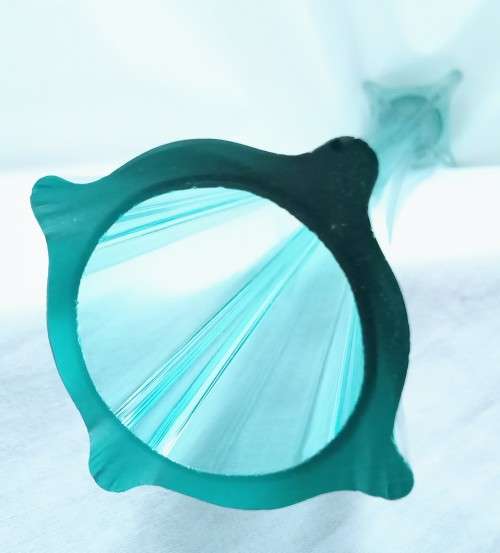 Vintage tall thin JM Studio turquoise glass art vase  - 50cm