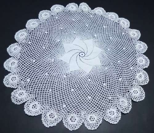 Exquisitely fine crocheted vintage round doily