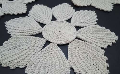 Three crocheted vintage round doily/placemats