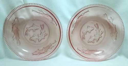 Two beautiful vintage Indonesian glass bowls with koi fish