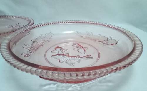 Two beautiful vintage Indonesian glass bowls with koi fish