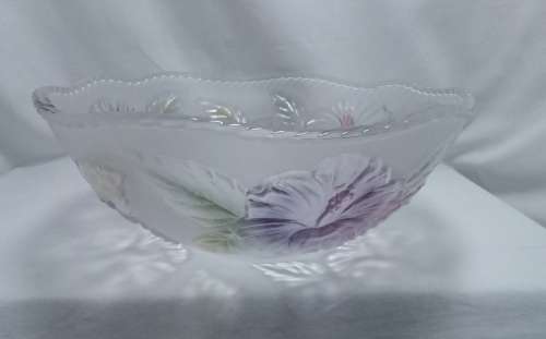 Heavy Vintage crystal glass large WP&G bowl with hibiscus design