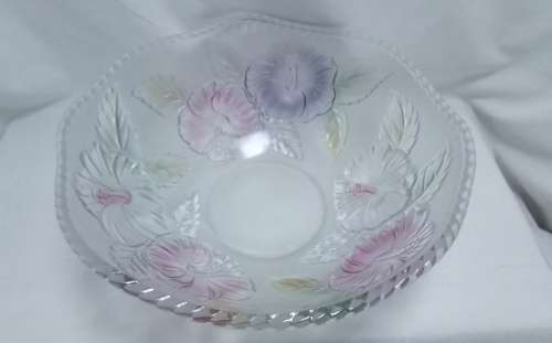 Heavy Vintage crystal glass large WP&G bowl with hibiscus design