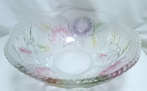 Heavy Vintage crystal glass large WP&G bowl with hibiscus design