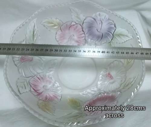 Heavy Vintage crystal glass large WP&G bowl with hibiscus design
