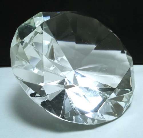 Large glass `diamond` paperweight