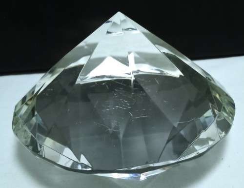 Large glass `diamond` paperweight