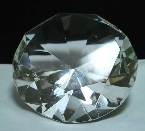 Large glass `diamond` paperweight