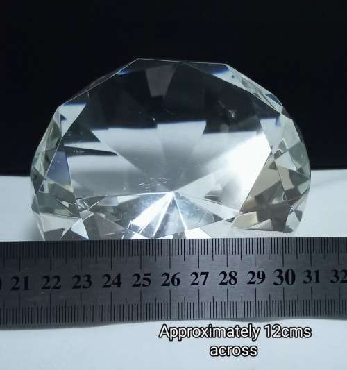 Large glass `diamond` paperweight