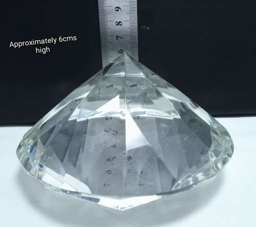 Large glass `diamond` paperweight