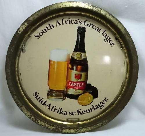 Vintage CASTLE Lager round metal tray