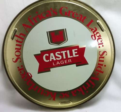 Vintage CASTLE Lager round metal tray