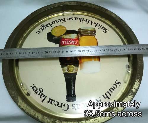 Vintage CASTLE Lager round metal tray
