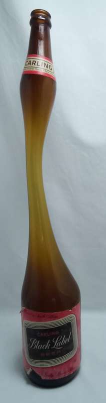 Most unusual vintage Black Label Stretched glass bottle