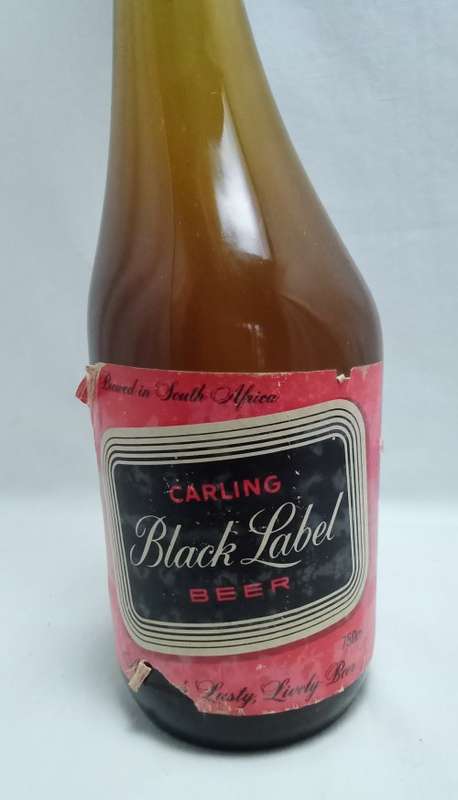 Most unusual vintage Black Label Stretched glass bottle