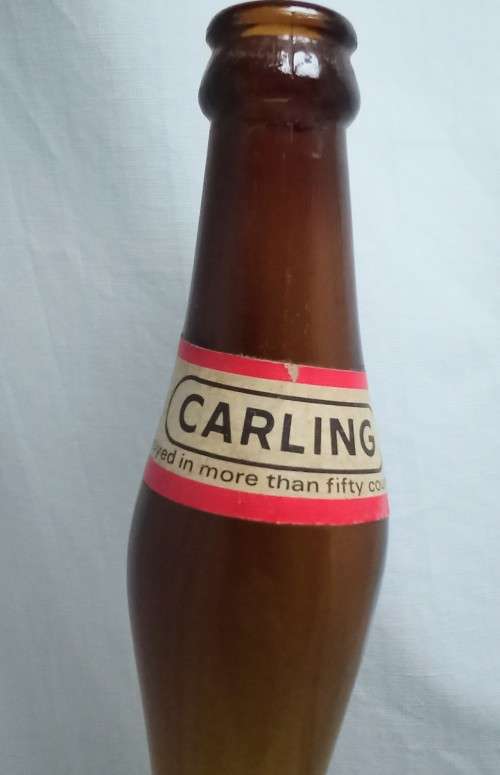Most unusual vintage Black Label Stretched glass bottle