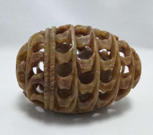 Hand Carved Soapstone Egg With Bird Inside