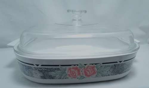 Lovely vintage Corning Ware Silk & Roses 2.5L A-10-B Casserole with Lid