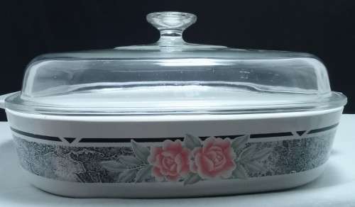 Lovely vintage Corning Ware Silk & Roses 2.5L A-10-B Casserole with Lid