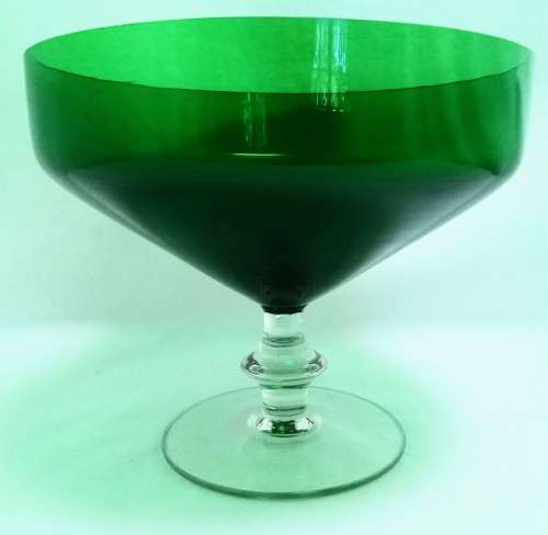 Magnificent vintage green glass footed bowl