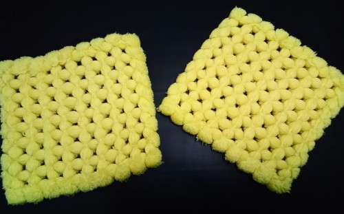 Lovely bright yellow vintage handmade woolen potholders