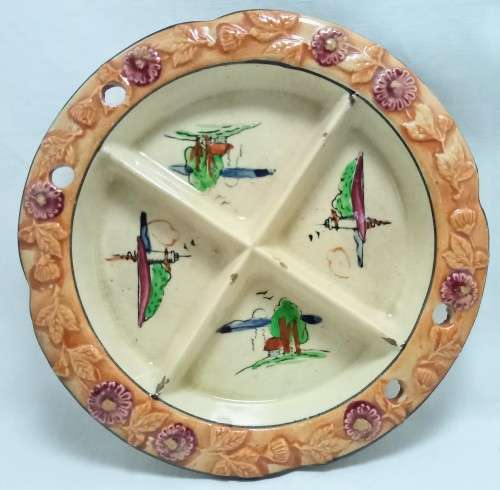 1920-1930 Hotta Yu Shoten DIVIDED PLATE Japan Majolica