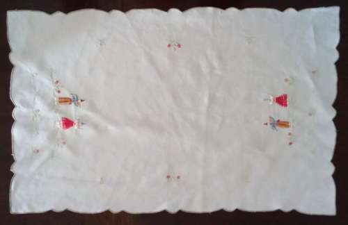 Beautiful embroidered tray cloth - 56cms across