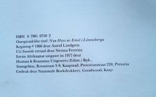 Die Kattewaad van EMIL - Astrid Lindgren (1ste druk1977)