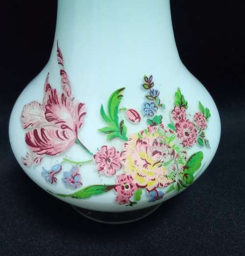 Vintage White glass vase with floral detail