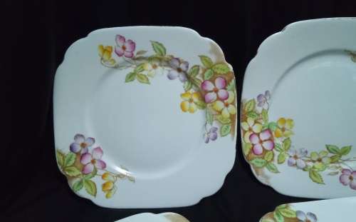 Four charming vintage Royal Albert side plates `Clematis` design