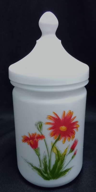 VINTAGE French MILK GLASS APOTHECARY LIDDED JAR