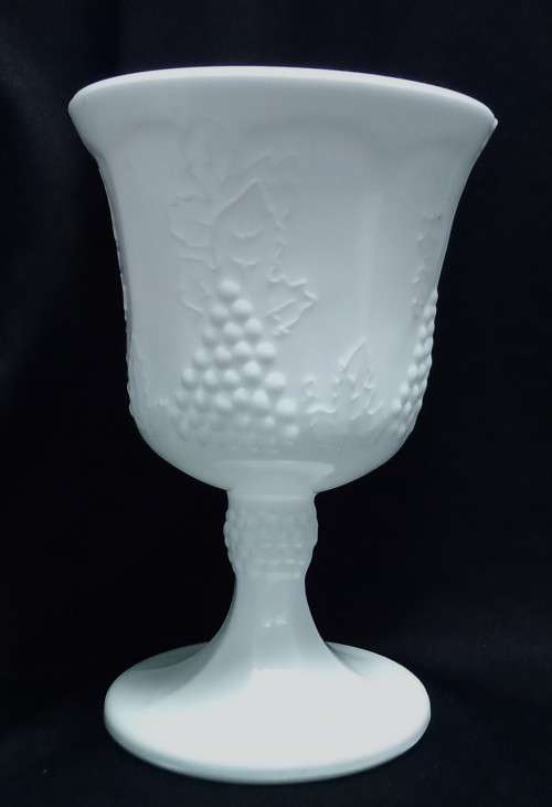 Colony harvest grape milk glass goblet