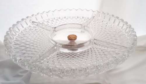 Very attractive heavy vintage glass footed dish