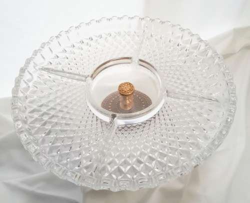 Very attractive heavy vintage glass footed dish