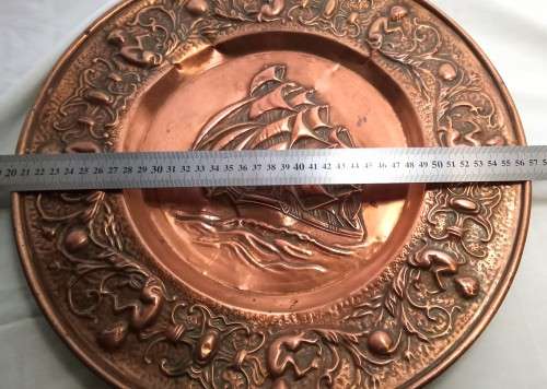 Beautiful vintage copper relief wall plate