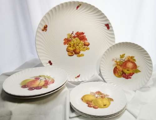 Burleigh Ware "Vintage Harvest" serving platter and 6 plates