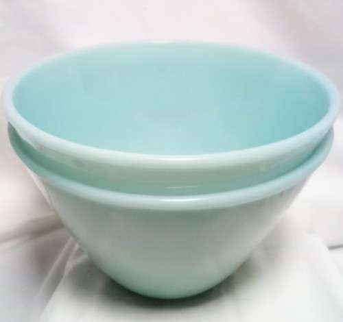 Two beautiful vintage Fire king delphite blue milk glass bowls