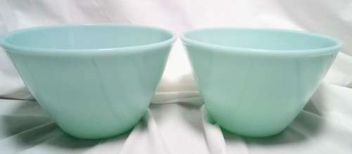 Two beautiful vintage Fire king delphite blue milk glass bowls