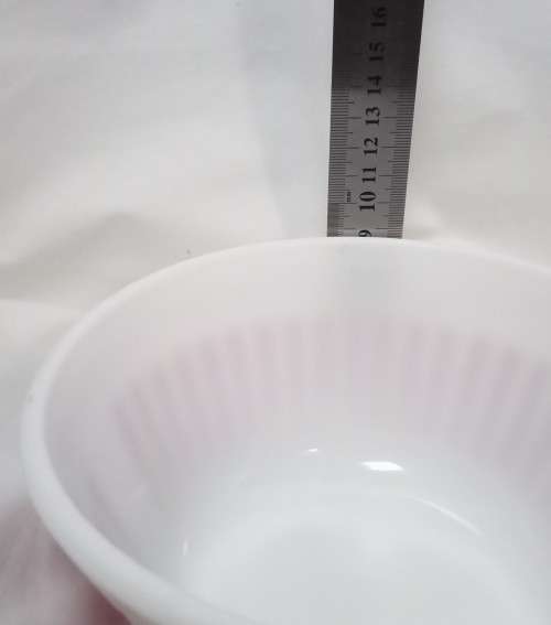 Lovely vintage Hazel Atlas White milk glass with red candy stripe mixing bowl