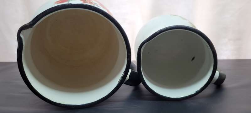 Two stunning vintage Enamel jugs