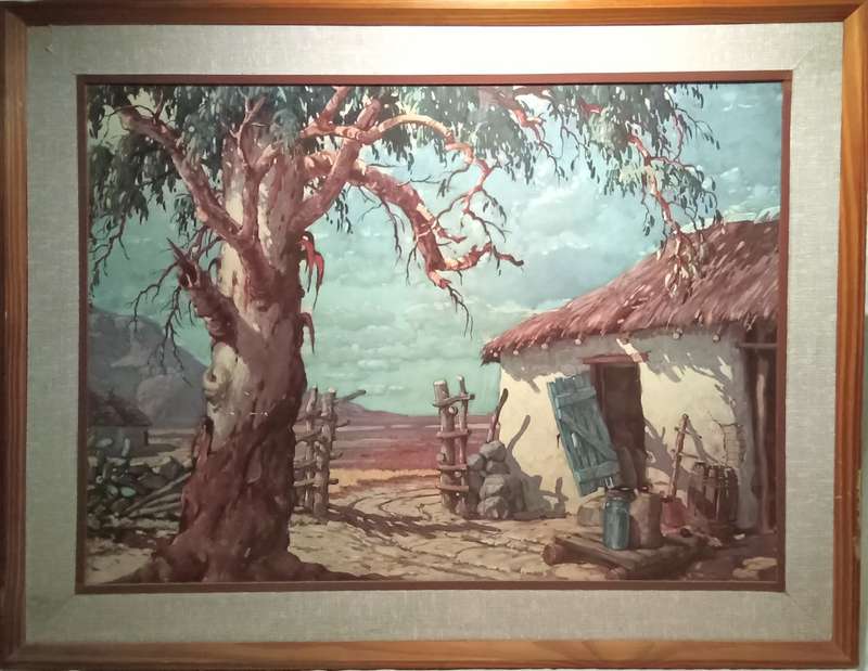 Lovely vintage print of Nils Severin Andersen - Title: Thatched Shed